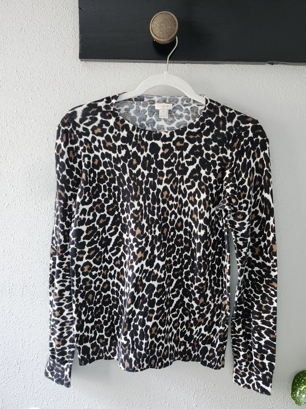 J. Crew Leopard Print Crewneck Sweater - Black, White & Brown